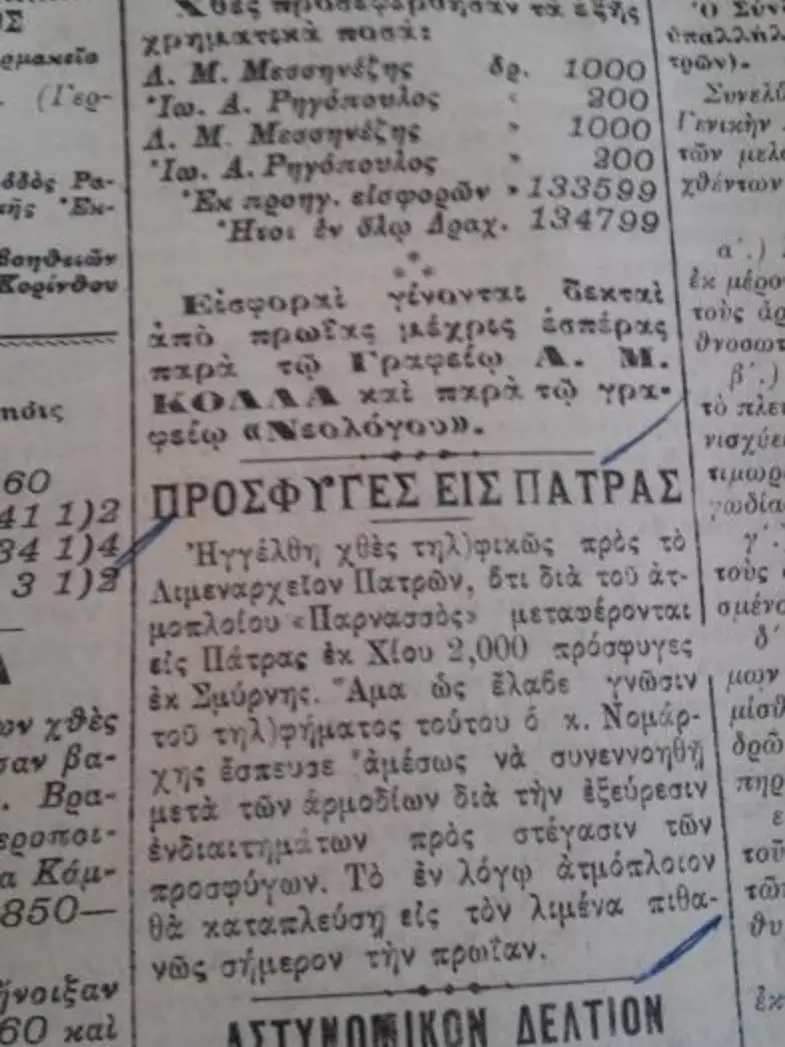Read more about the article Πρόσφυγες της Μικράς Ασίας στην Πάτρα